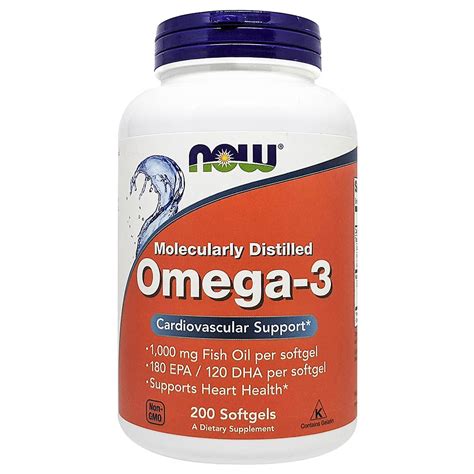 Now Foods Omega 3 1000Mg Molecularly Distilled 200 Softgels Buy At