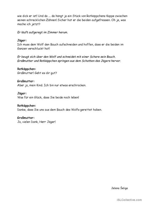 Märchen Rotkäppchen allgemeine Deutsch DAF Arbeitsblätter pdf doc