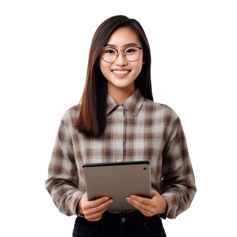 Business Woman With Tablet Pc Isolated Illustration Png