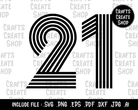 Number 21 Vintage 21 Years 21st Birthday Twenty One Svg Vintage