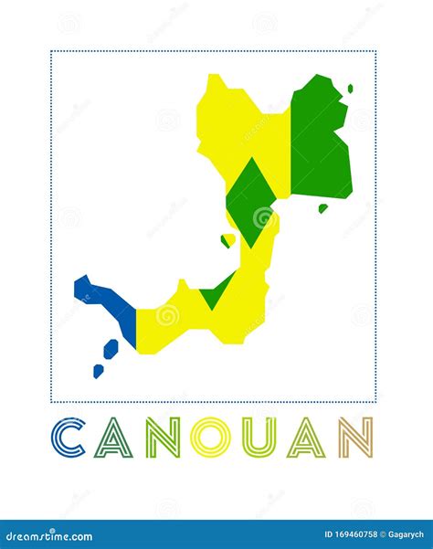 Canouan Logo. Map of Canouan with Island Name and. Stock Vector - Illustration of card ...