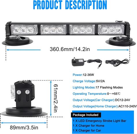 Oppbuy Barra De Luz Led Estrobosc Pica Inal Mbrica De Pulgadas