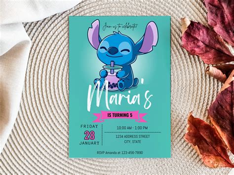 Stitch Birthday Invitation Bundle Editable In Canva Stitch Invitation