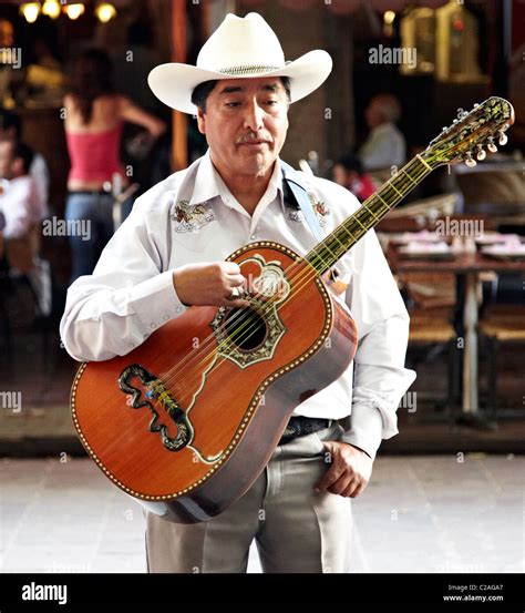 Mexican Man Playing Guitar The Zocalo Oaxaca City Mexico Stock Photo