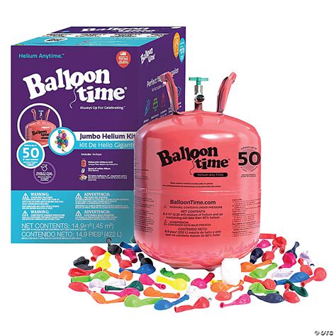 Helium Tank Kit With 50 Balloons And Ribbon Oriental Trading