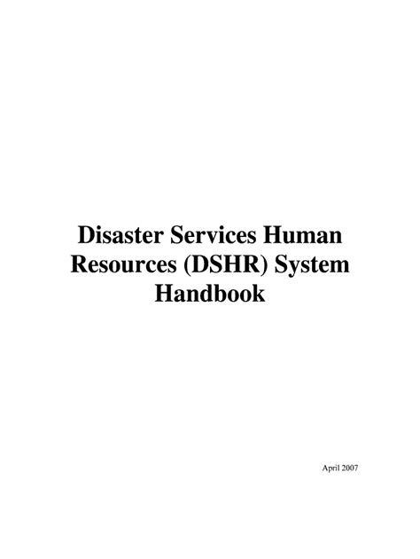 Fillable Online Redcross Disaster Services Human Resources DSHR