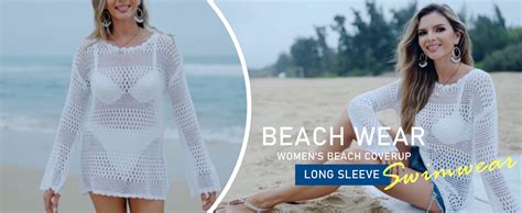 Women S Beach Cover Up Hollow Out Bikini Swimsuit Cover Ups Long Sleeve Holiday Crochet Dress