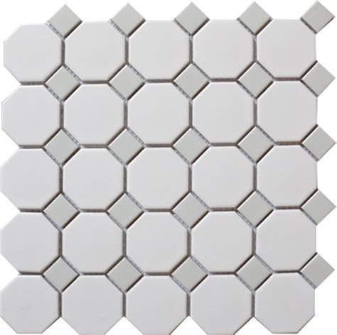 Royal White And Grey Octagonal Matte Mosaic Porcelain Mosaic Tile