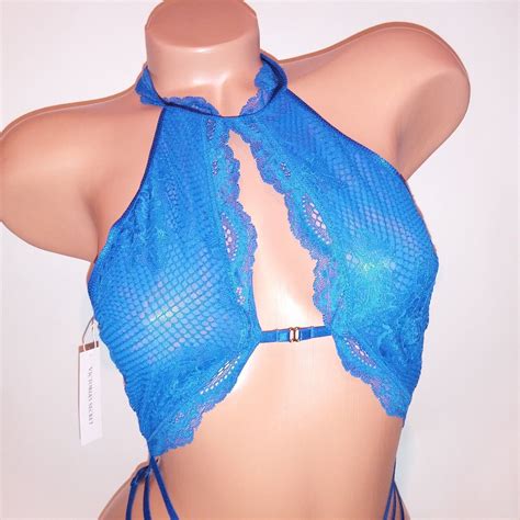 Victoria Secret Lingerie Teddy One Piece Bodysuit Royal Blue Lace Strappy Cutout EBay