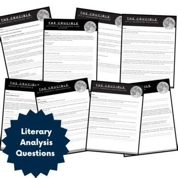 The Crucible Literary Analysis Questions CCSS By English With Steil