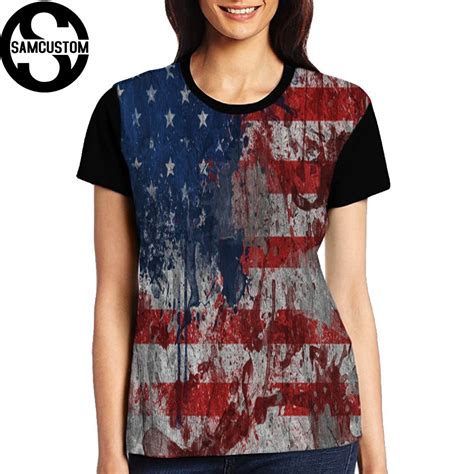 Samcustom Hot American Flag Full Print Female Tees Short Sleeve T Shirt Lady T Shirt 3d T Shirt