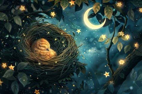 Illustration Of A Baby Bird Nestled In A Nest Stock Illustration