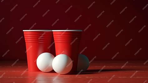 Premium Ai Image Beer Pong Red Plastic Cups And Ping Pong Ball