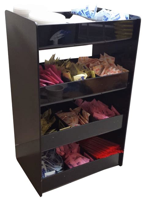 Wide Coffee Condiment Organizer Rack With 4 Shelves And 12 Compartments