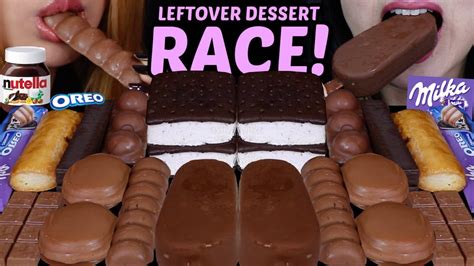 Asmr Leftover Dessert Race Big Chocolate Ice Cream Bar Milka Oreo Bar Nutella Pastry Ferrero