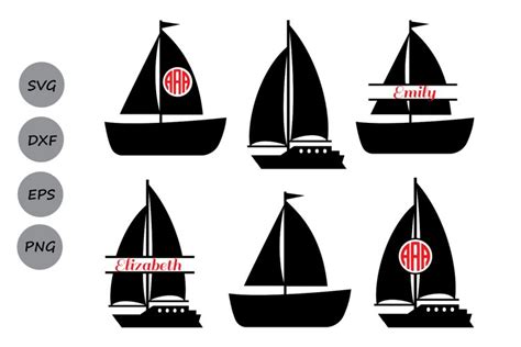 Boat Svg Cut Files Sailboat Monogram Svg Sailboat Svg