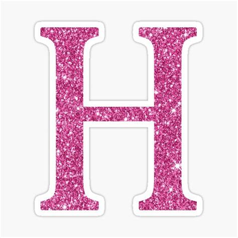 The Letter H In Pink Glitter Sticker