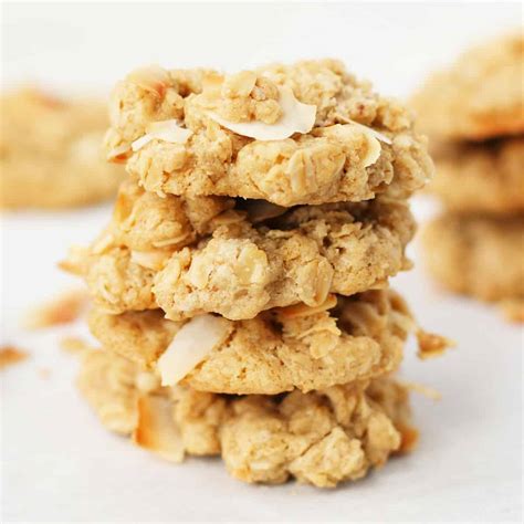 Chewy Toasted Coconut Oatmeal Cookies Gluten Free Vegan The Pretty Bee