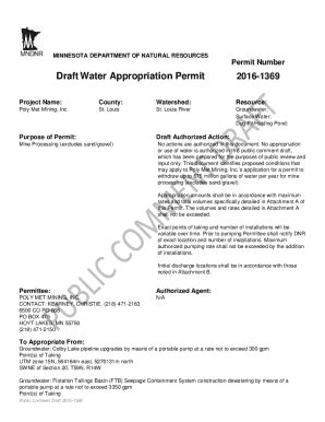 Fillable Online Files Dnr State Mn Water Appropriation Draft Permit