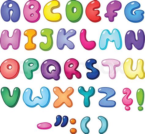 D Bubble Shaped Alphabet Set Vector Colourbox