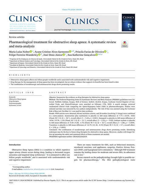 Pdf Pharmacological Treatment For Obstructive Sleep Apnea A Systematic Review And Meta Analysis