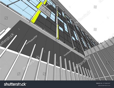 Architectural Sketch Modern Building Stock Vector (Royalty Free ...