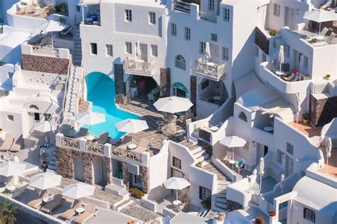 Village D Oia Santorini Gr Ce Arri Re Plan Architectural Vue Sur Les