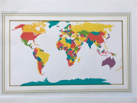 Cross Stitch Kit World Map - Etsy