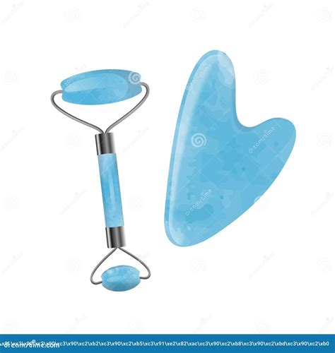 Outils De Massage Visage Gua Sha Grattoirs Et Rouleau Illustration De