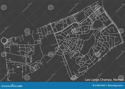 Street Roads Map Of The LES LONGS CHAMPS SUB QUARTER RENNES Cartoon