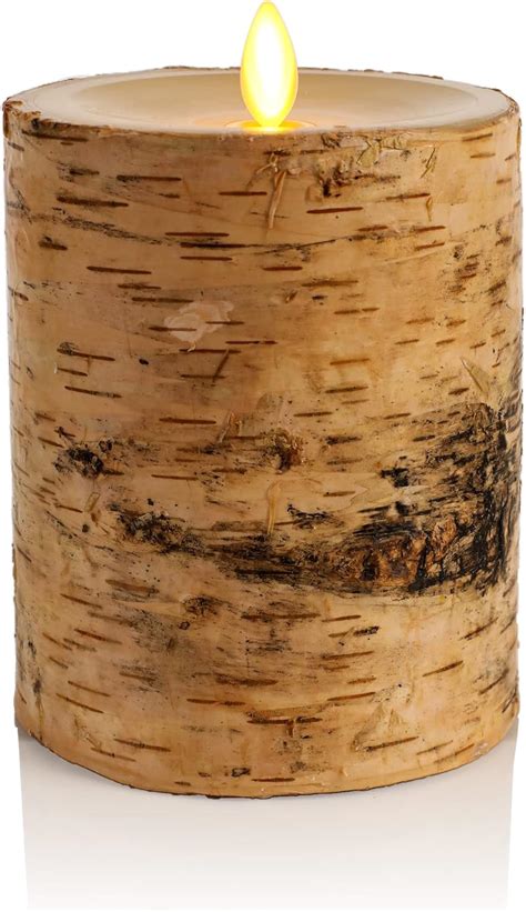 Luminara Realistic Flameless Candle X Wrapped With Real Birch