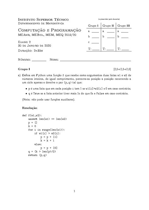Exame Res Instituto Superior T Ecnico Departamento De Matem