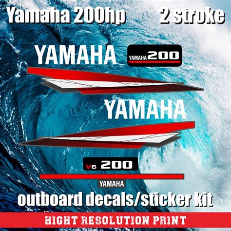 Jual Yamaha 200 Hp 2 Stroke Outboard Decals Sticker Kit Sticker Mesin Tempel Yamaha Shopee