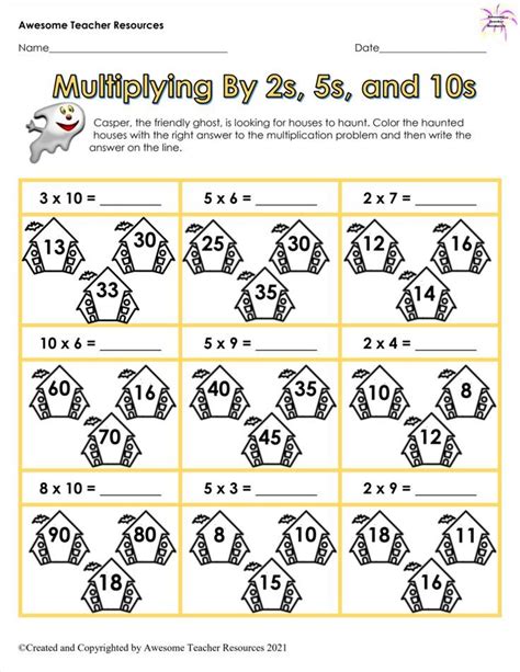 Multiplying By 2s 5s And 10s Worksheet 1 Multiplication Facts Worksheets Library