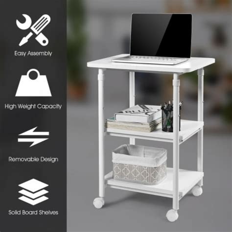 Tier Adjustable Printer Stand With Degree Swivel Casters Unit