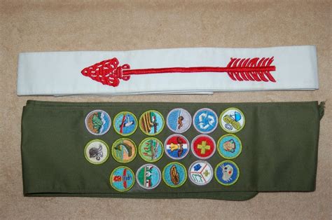 Vtg 1970s Boy Scout Sash Lot Of 2 W17 Merit Badges And Order Of The