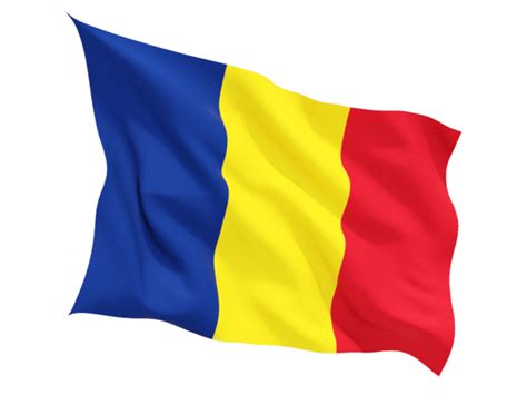 Fluttering flag. Illustration of flag of Romania