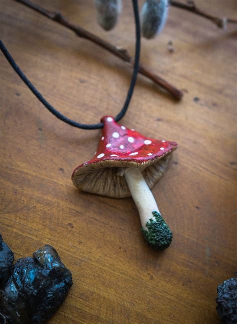 Mushroom Necklace Mushroom Pendant Fungi Neckace Cottagecore Jewelry