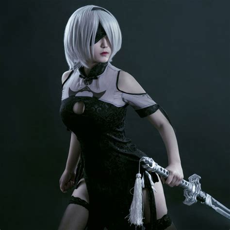 Nier Automata 2b Yorha No2 Type B Cheongsam Halloween Cosplay Costum Gcosplay