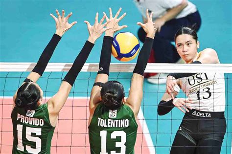 Ust Flattens Dlsu Bags Twice To Beat Edge In Uaap Womens Volley