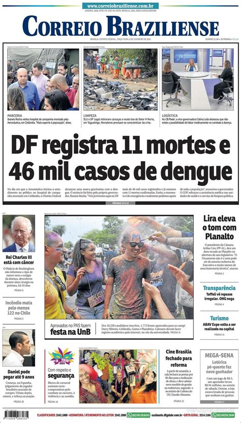 Capa Correio Braziliense Edi O Ter A De Fevereiro De