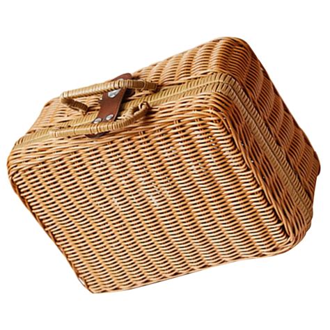 Imitation Rattan Suitcase Vintage Luggage Handwoven Retro Wicker