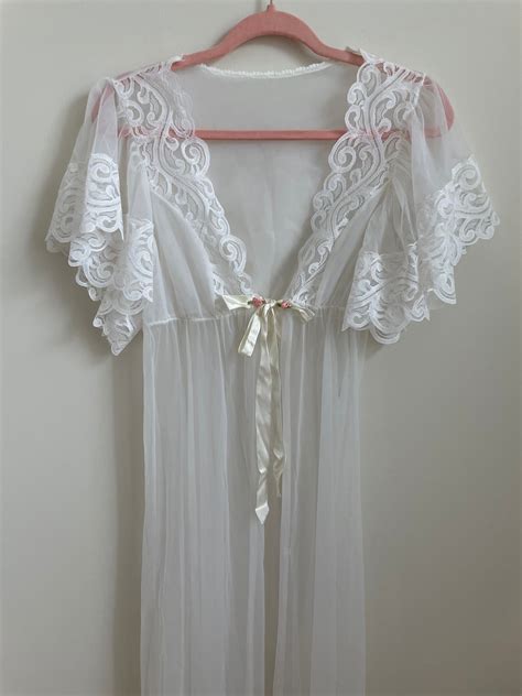 Tosca Lingerie Ivory Lace Peignoir Robe Etsy