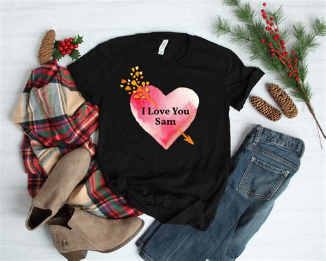 I Love You Personalized T Shirt Custom I Heart Love Printed T Etsy