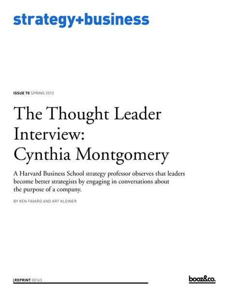 The Thought Leader Interview Cynthia Montgomery Pdf