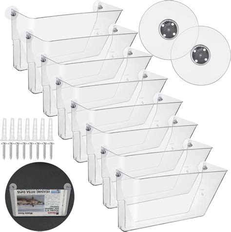 Tenceur 8 Pcs Clear Plastic Single Pocket Wall Mount File