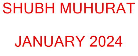 Shubh Muhurat In January 2024 Auspicious Days Auspicious Timings