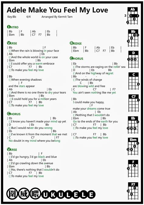 圍威喂 ukulele: Adele Make You Feel My Love [ukulele譜]