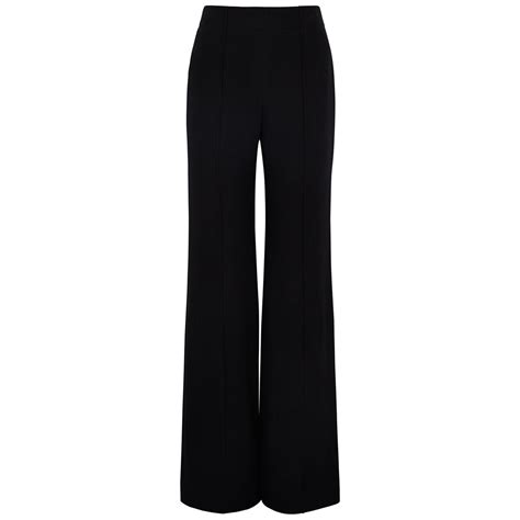 Chloe Chloé Black Wide Leg Wool Blend Trousers Editorialist