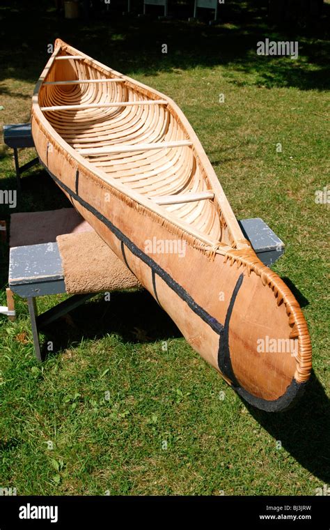 A Birch Bark Canoe Hand Made By Aboriginal Mi Kmaq In Nova Scotia